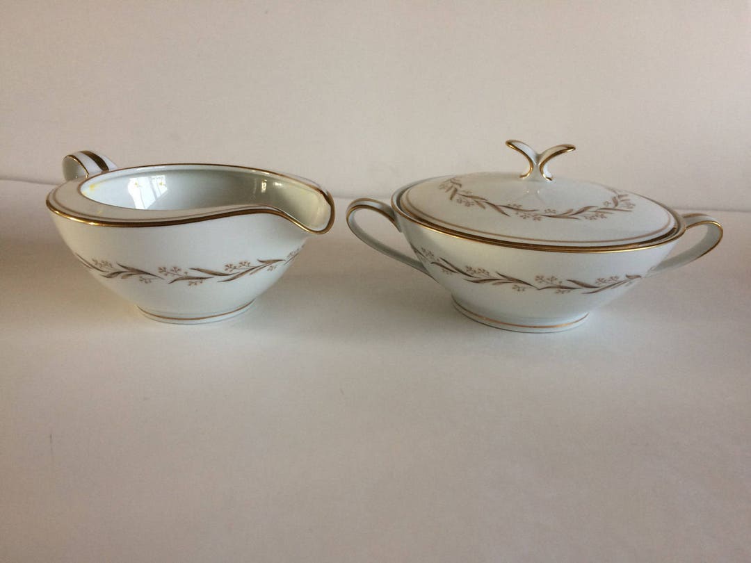 Vintage Noritake Creamer and Sugar Bowl in the Laurel Pattern 1958 1969