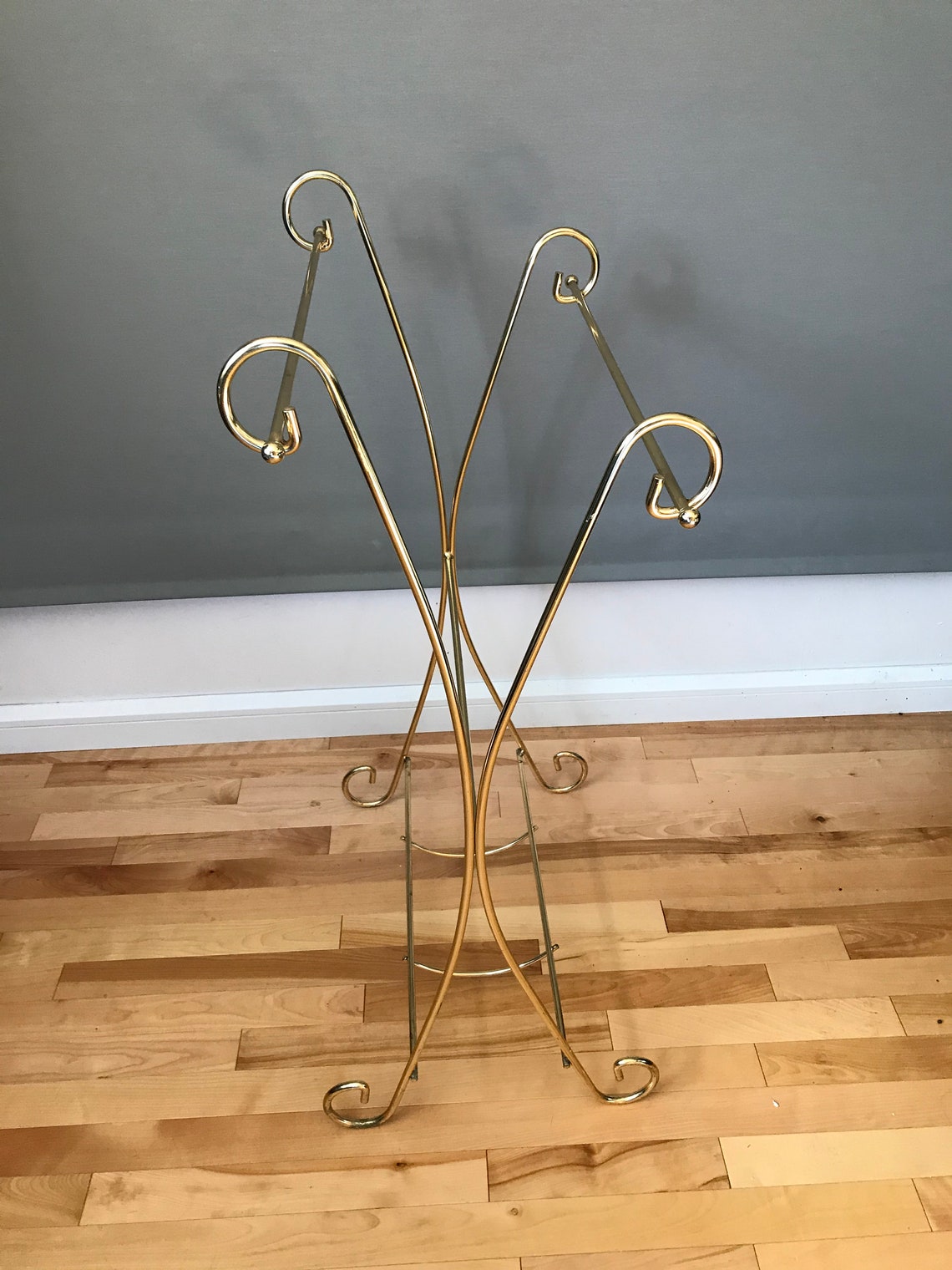 MidCentury Brass Clothes Rack Stand Etsy