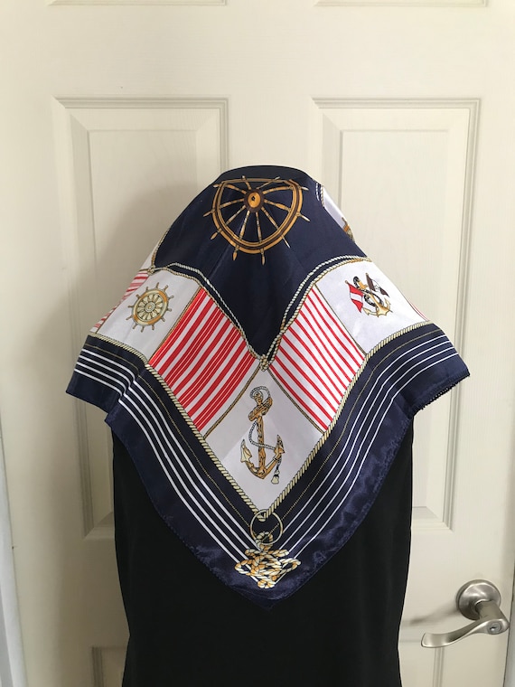 Vintage Nautical Theme Navy Blue, White and Red S… - image 1