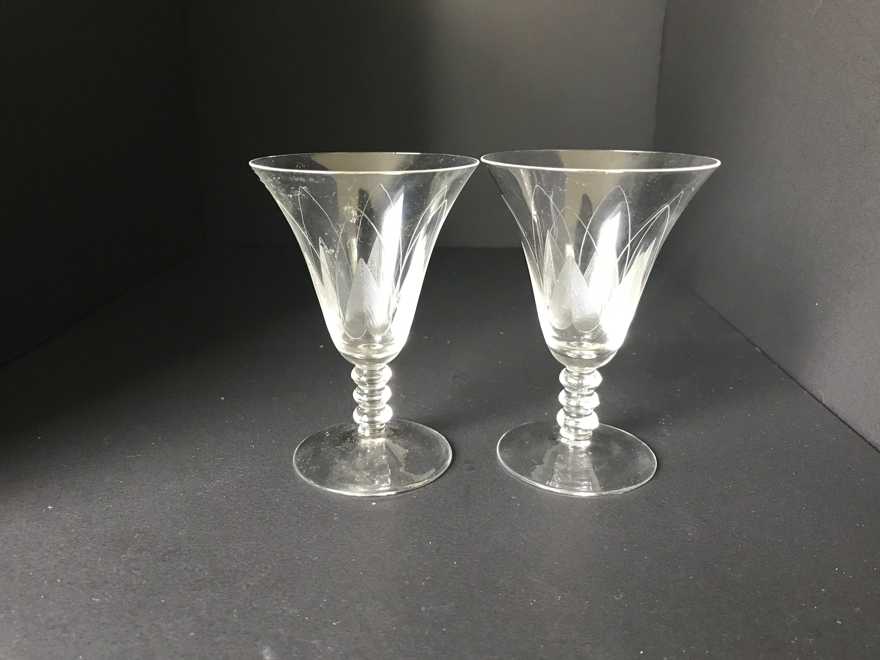 Cut Crystal Cordial/Liqueur Glasses with Multi Wafer Stem and Etsy