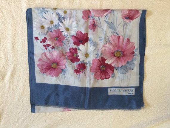 Authentic Vintage Silk Scarf by French Fashion De… - image 1