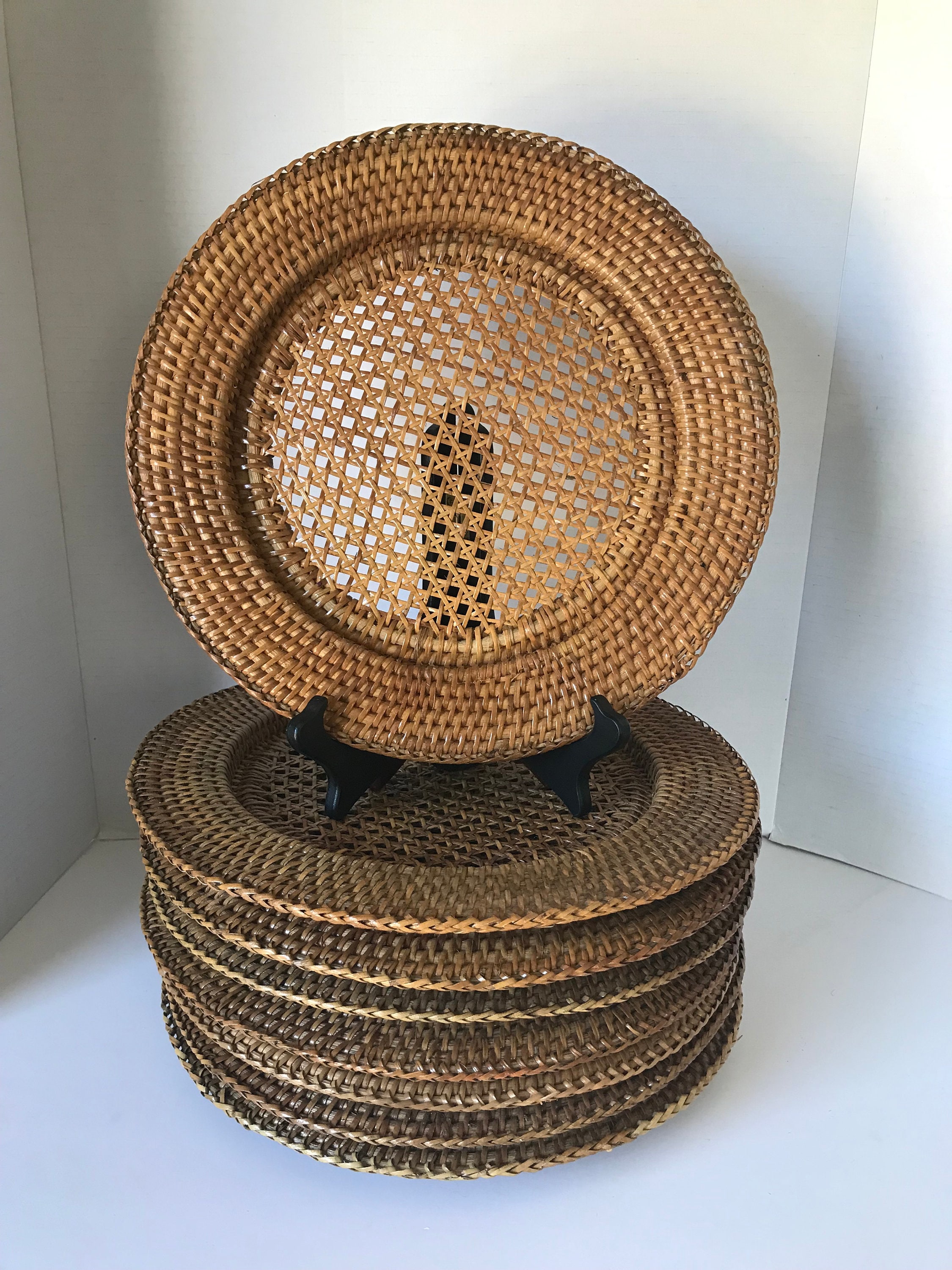 Set of 8 Rattan Charger Plates Rattan Charger Plate Charger Etsy