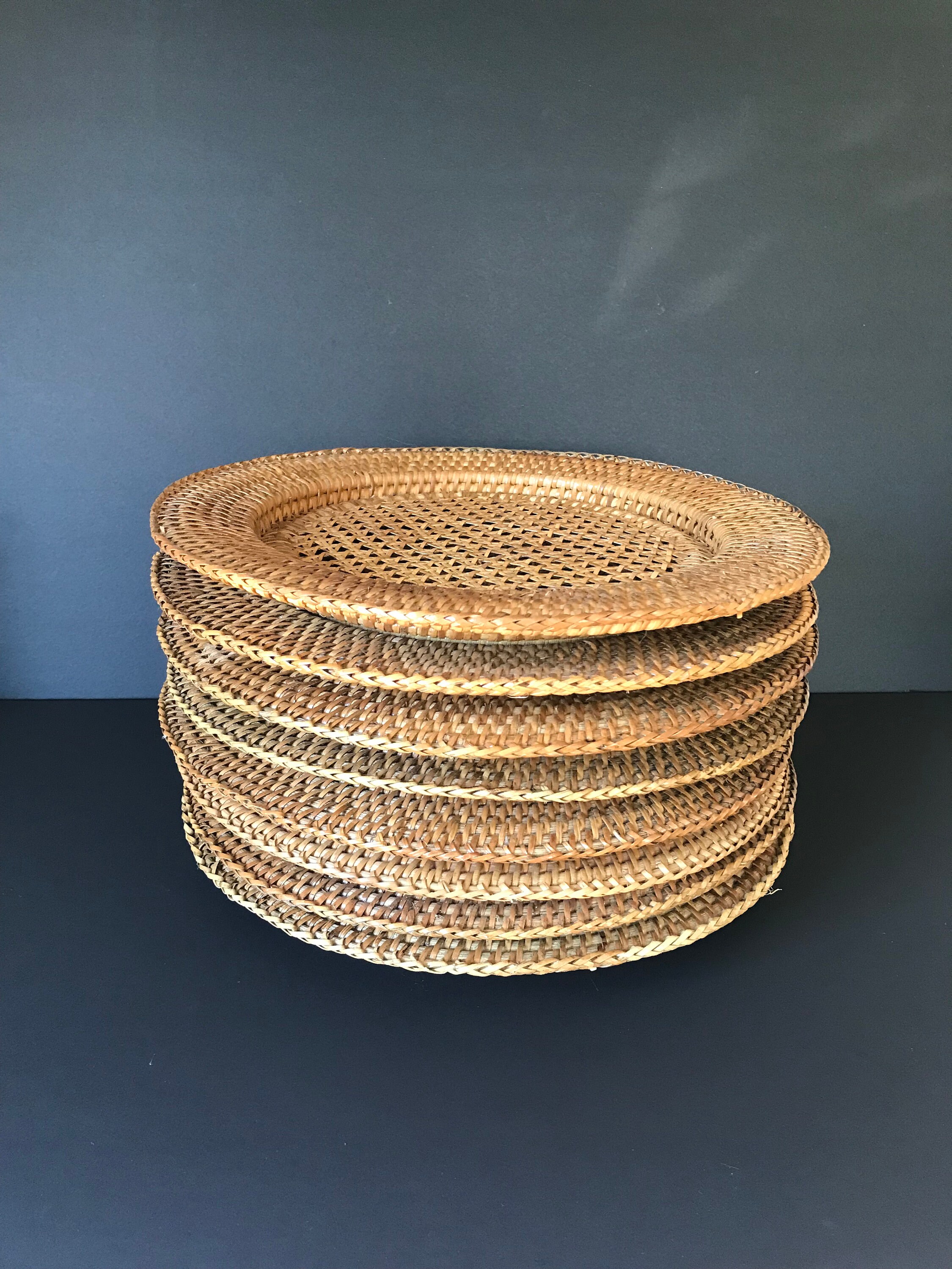 Set of 8 Rattan Charger Plates Rattan Charger Plate Charger Etsy