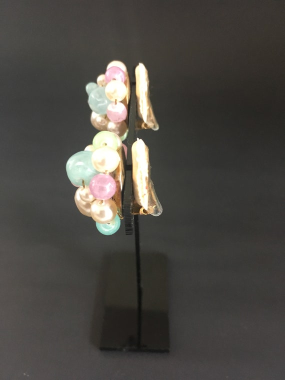 Vintage Pink, Purple and White Cluster Bead Clip … - image 2