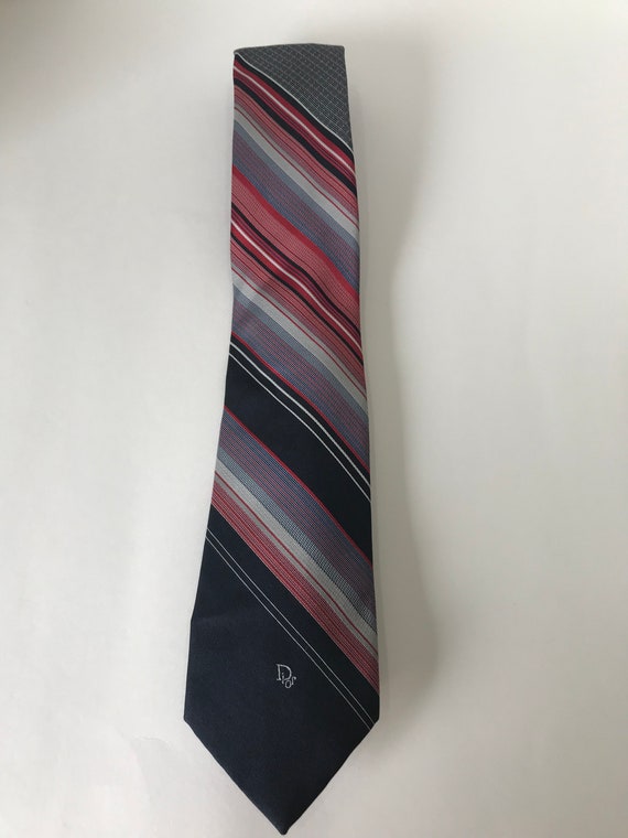 Vintage Christian Dior Men's Necktie with Black, Red,… Gem