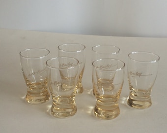 Set of 4 Baileys Irish Cream Clear glass with gold design Tall Shot Glasses 