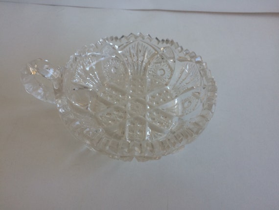 EAPG Imperial Glass Nucut No. 212 Pressed Glass Candy Nappy/olive Dish  Handled Olive Dish 