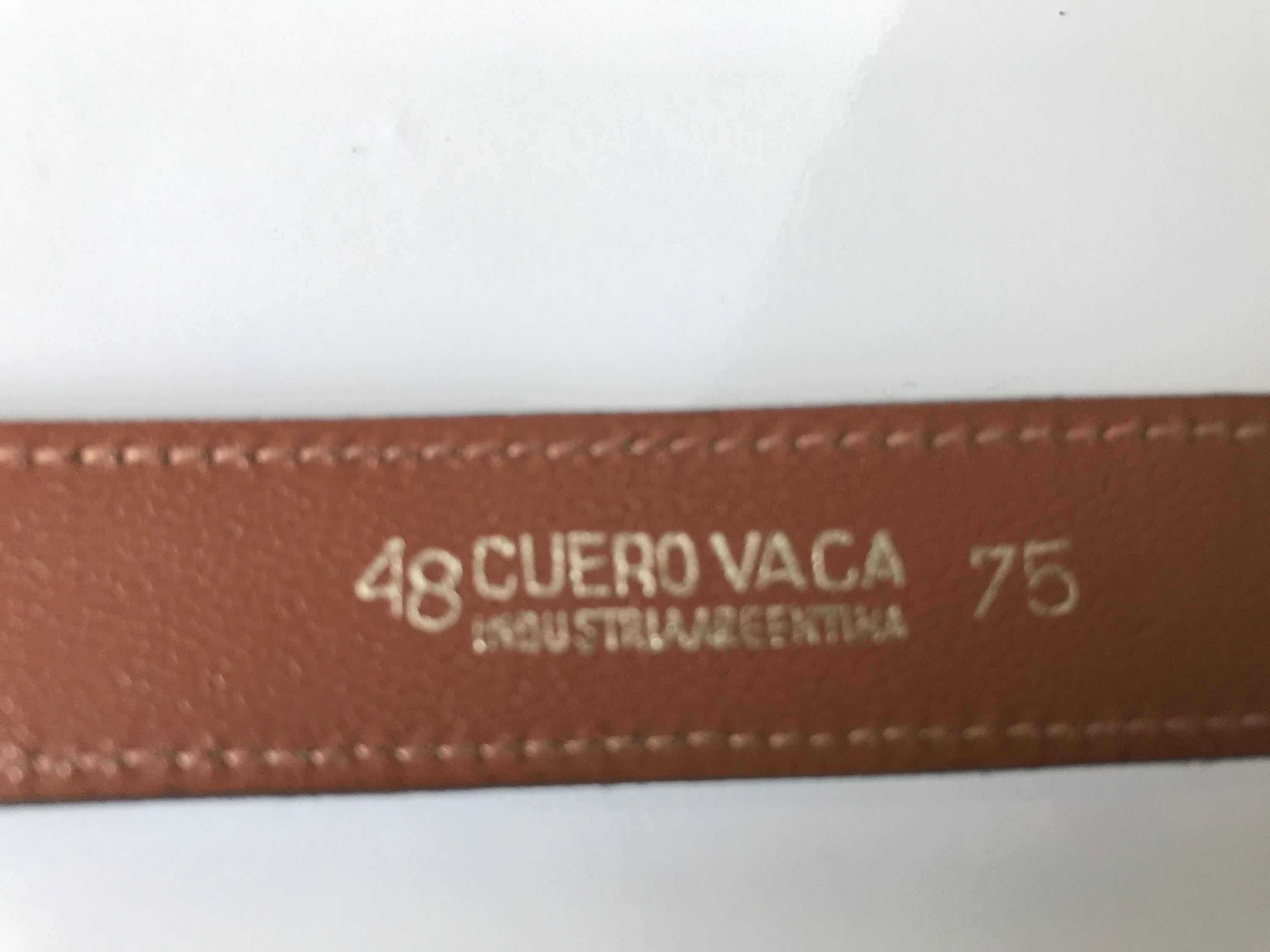 Vintage Cuero Vaca Industria Argentina Dark Brown Leather Belt w/Gold Hardware Rare Cuero Vaca Industria Argentina Handmade Bohemian… - Gem main image 2