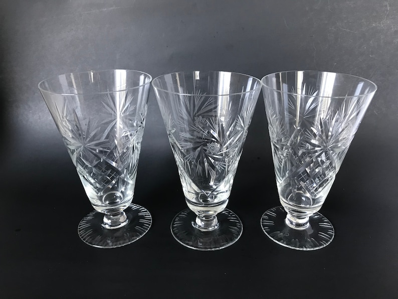 Champagne Set of 21 Cordial and Shot Glasses Wine Bohemia Crystal Pinwheel and Fan Pattern Vintage Crystal Cut Foot Parfait