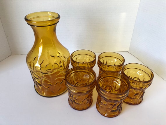 Vintage Mid-century Italian Empoli Murano Amber Textured Glass