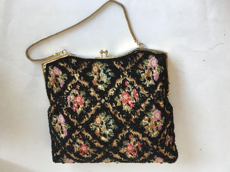 Vintage Beaded Tapestry Hand Bag Made in Hong Kong - Etsy