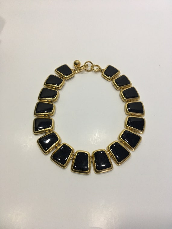 Vintage Anne Klein Statement Necklace Choker Blac… - image 2