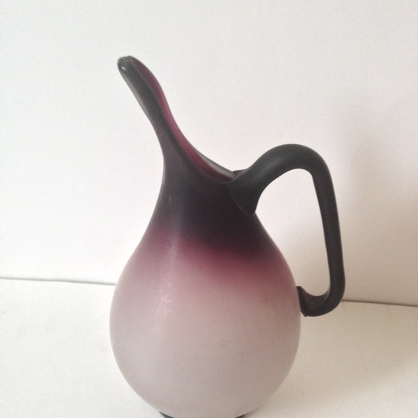 Vintage Semi-Opaque Glass Stretch Lip Small Pitcher Ewer Vase Amethyst Purple