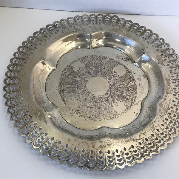 Vintage Viking Plate Silver-Plated Bonbon Dish, Candy Dish, Compote Dish, Silver Plated Dish, Cut Out Dish, Vide Poche , Underplate
