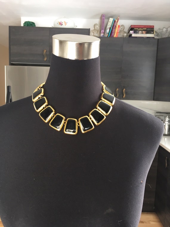 Vintage Anne Klein Statement Necklace Choker Blac… - image 8