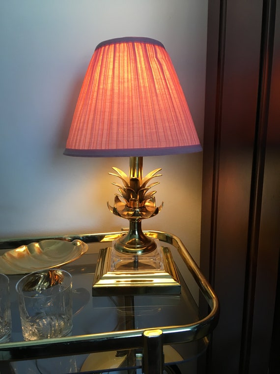 Vintage Hollywood Regency Brass and Crystal Table Lamp, Pineapple