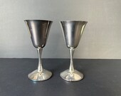 Pair of Silver plate Wine Goblets Glasses, Silverplate Wine Goblets Made in Spain Wedding Gift