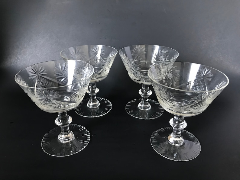 Champagne Set of 21 Cordial and Shot Glasses Wine Bohemia Crystal Pinwheel and Fan Pattern Vintage Crystal Cut Foot Parfait