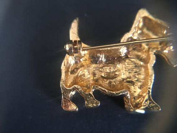 Vintage Gold Tone 1980s Scottish/Skye Terrier Dog… - image 2