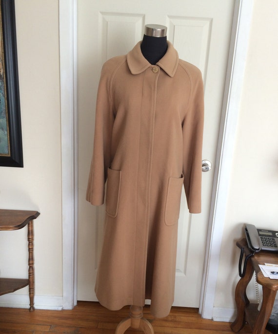 Vintage Hilary Radley Women's Full Length Raglan Sleeve Beige Wool