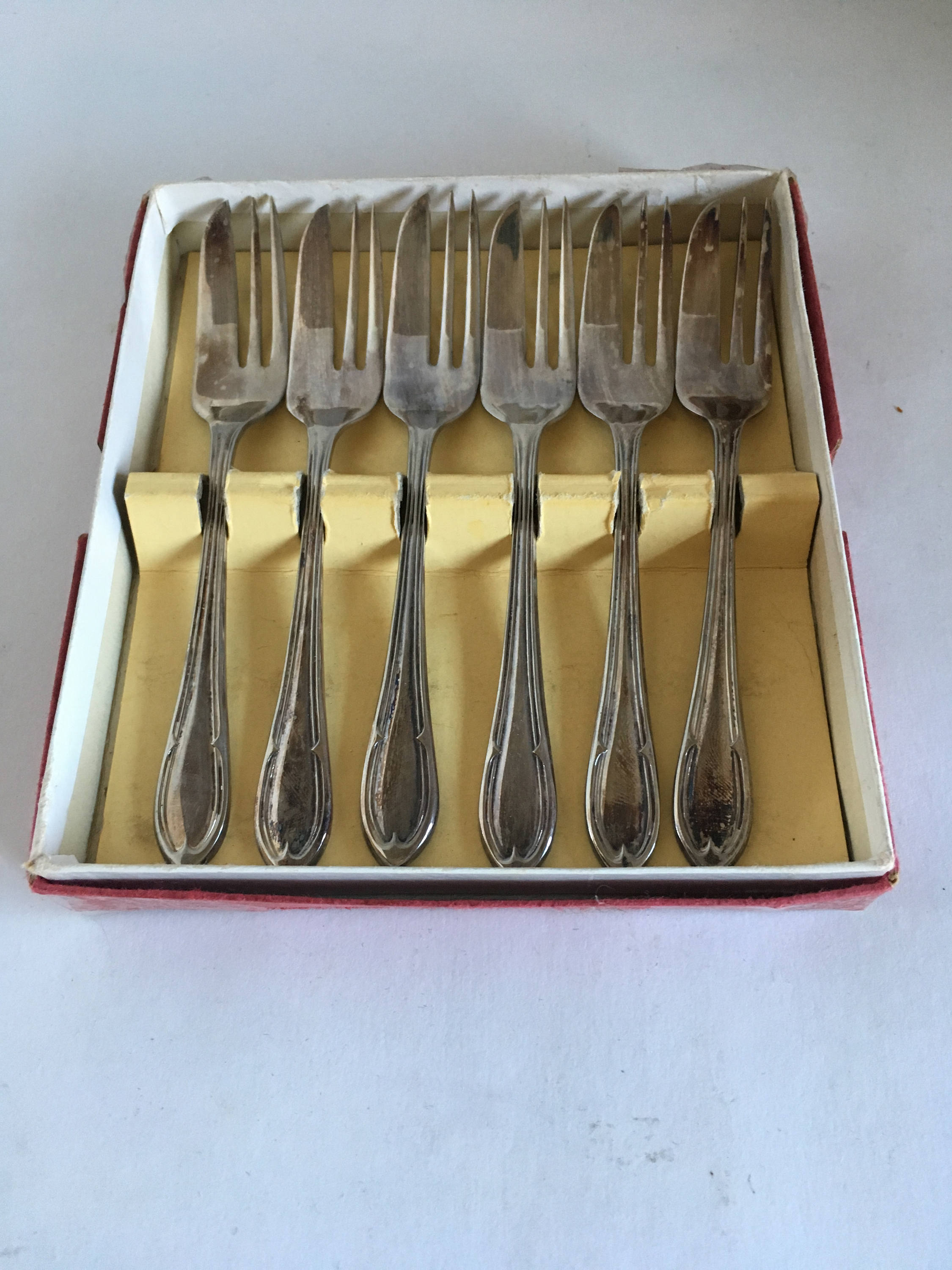 Vintage Set of 6 Silver Plated Cake Forks Pastry Forks