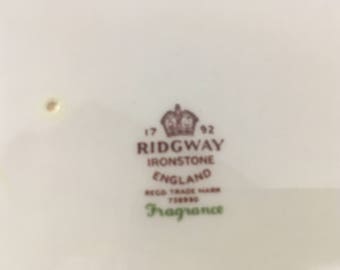 Vintage Ridgway England Fragrance Pattern Ironstone 22 K. Gold 28