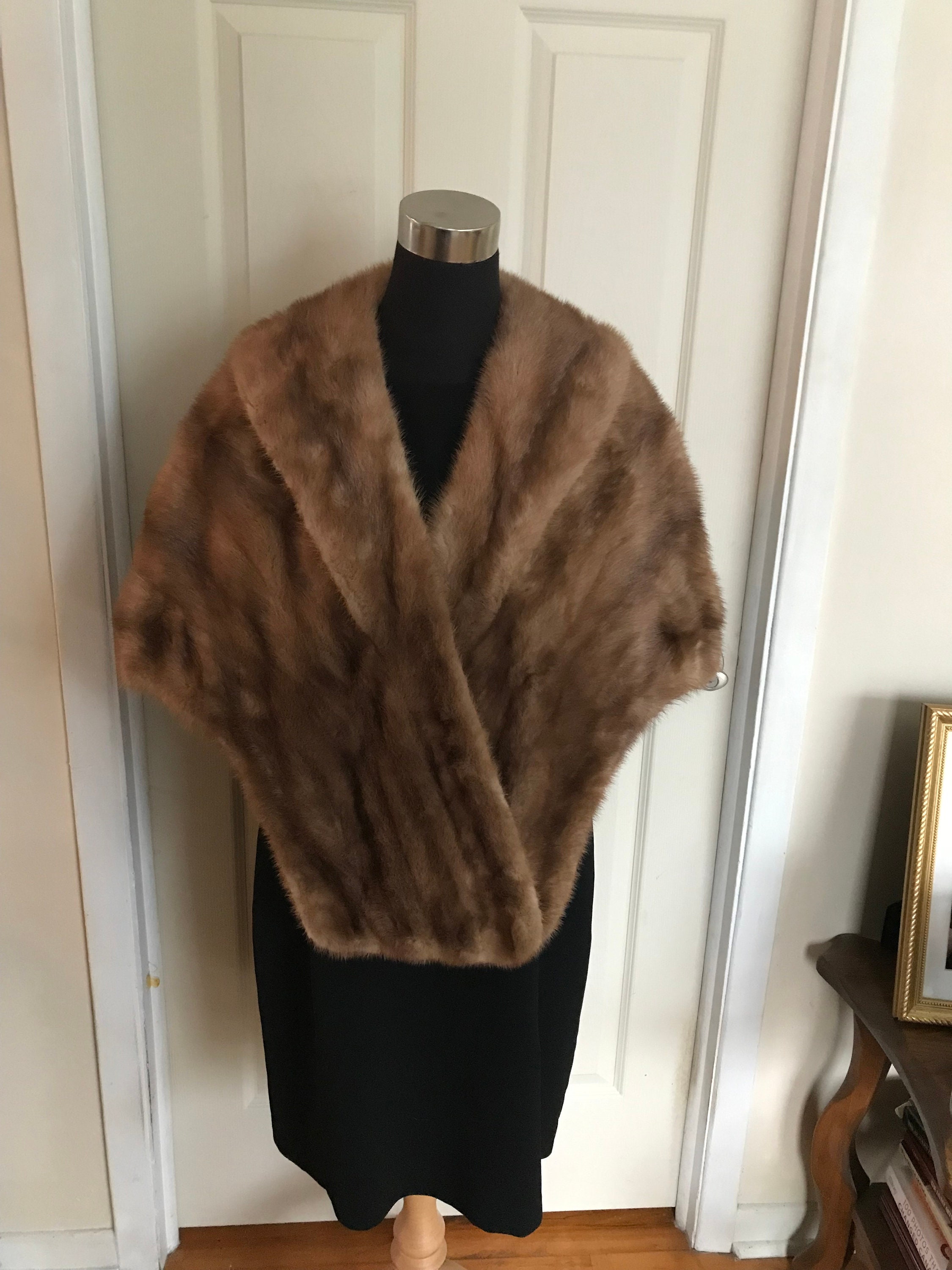 Autumn Haze Mink Fur Stole Brown Fur Wrap Pastel Rustic Bridal