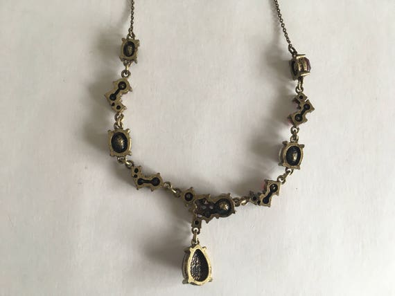 Ruby Red Crystal Necklace, Signed Avon, Vintage R… - image 8