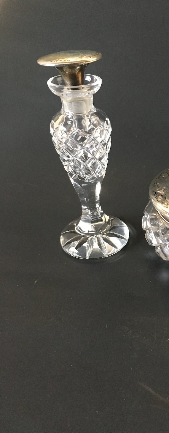 Vintage Cut Crystal and Sterling Silver Perfume Bottle/Flacon Possibly Birks