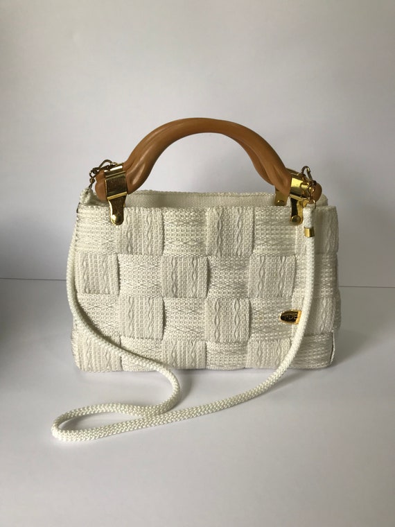 Vintage 1960s Ivory and White 100% Straw Woven Ha… - image 2