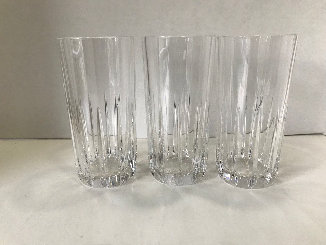 Set of 3 Vertical Cut Crystal Glasses Highball Glasses Etsy