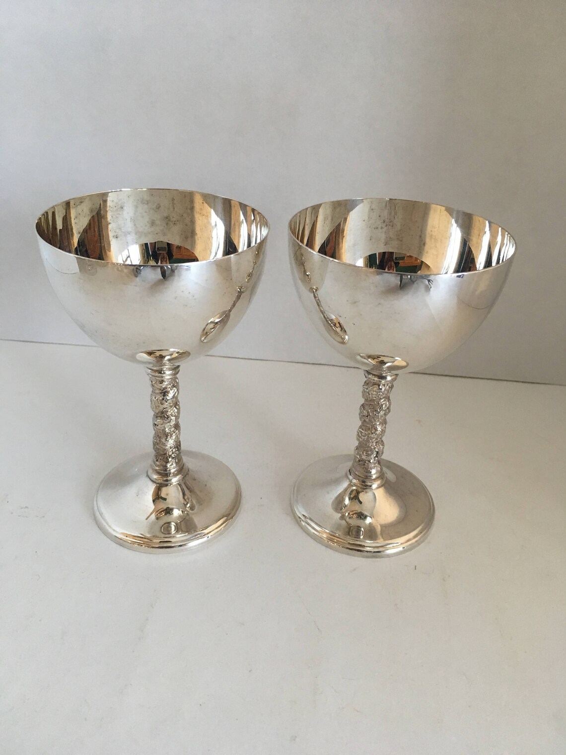Pair of Silver plate Wine Goblets/Glasses Viking Plate Wine Etsy
