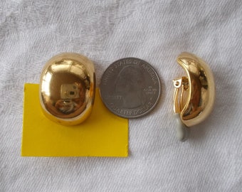 Ciner Half Hoop Gold Tone Huggie Clip On Earrings