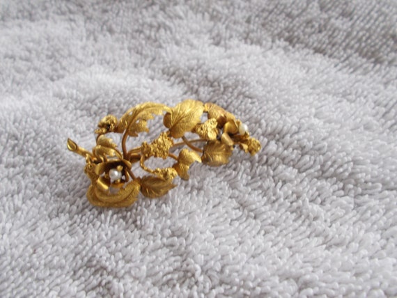 Antique 10K Gold Victorian Branch Leaves Seed Pea… - image 4