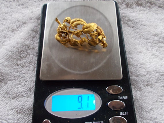 Antique 10K Gold Victorian Branch Leaves Seed Pea… - image 3