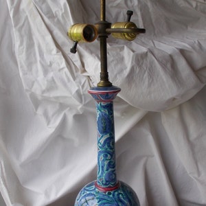 Pietro Melandri Majolica 2 Socket Table Lamp Faenza Italy Ceramic vintage antique