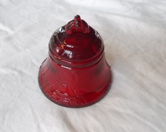 1994 Ruby RED Telephone Pioneers Of America Glass Bell Paperweight
