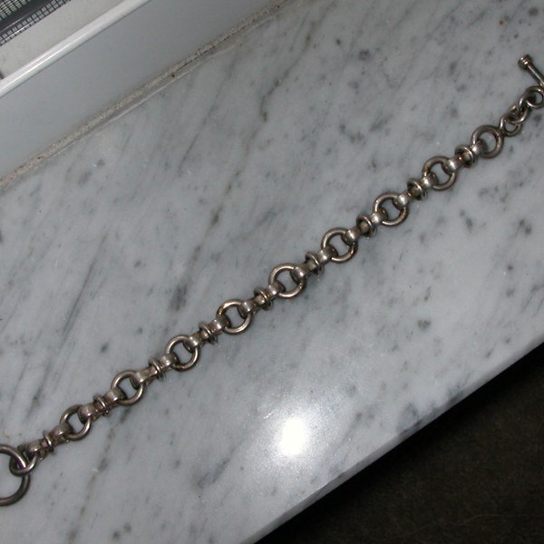 Vintage Versani Sterling Silver Chain Link 8" Bracelet Toggle Clasp