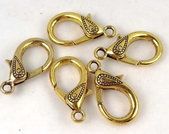 31x17mm X- Large Gold Pewter Lobster Claw Clasps (5) ~ Lead-Free