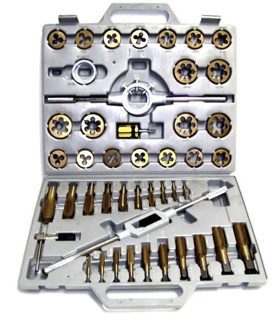 80 PC PIECE TITANIUM METRIC /& SAE SIZE INCH STEEL TAP /& AND DIE TOOL SET KIT