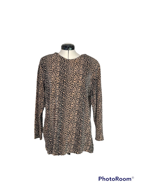 Leopard velvet animal print long sleeved blouse