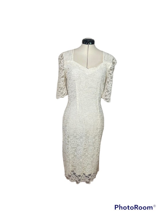 Beautiful cream off white fitted lace dress by Pho