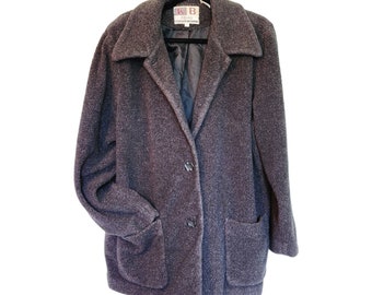 Vintage oversized sherpa jacket coat grey charcoal by KB Apres Kristen Blake