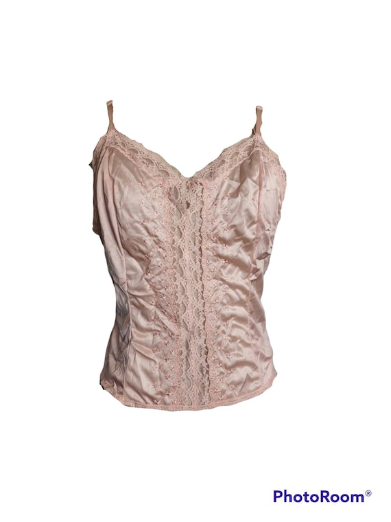 Vintage baby pink camisole lace tank top lingerie
