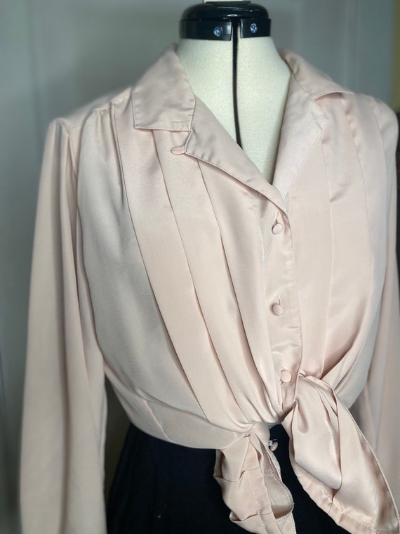 Baby pastel pink pleated long sleeve blouse - image 2