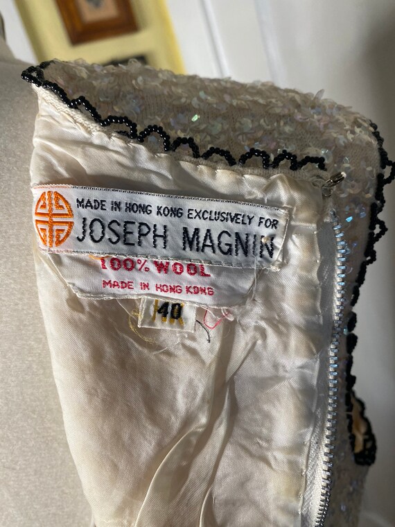 Joseph Magnin cream sequin beaded top - image 6