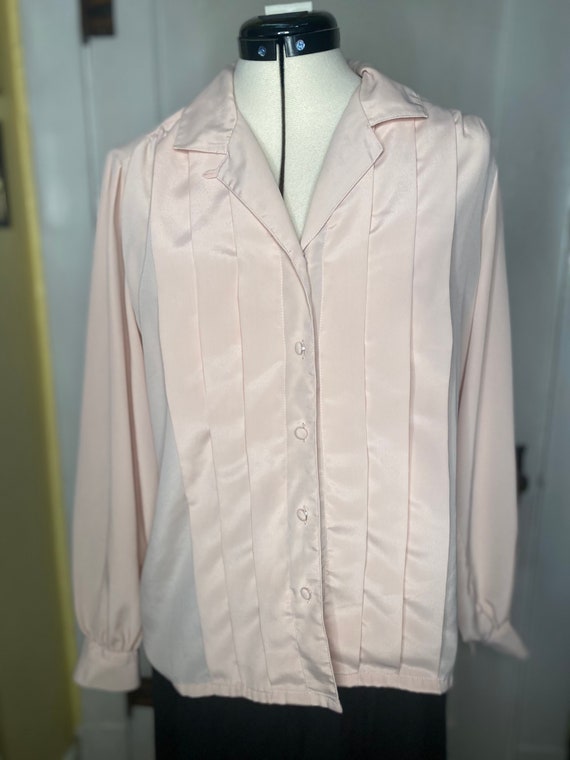 Baby pastel pink pleated long sleeve blouse - image 3