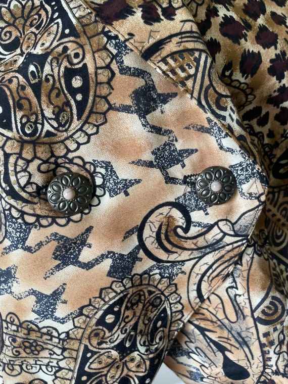90s cropped fitted blazer animal leopard paisley … - image 6