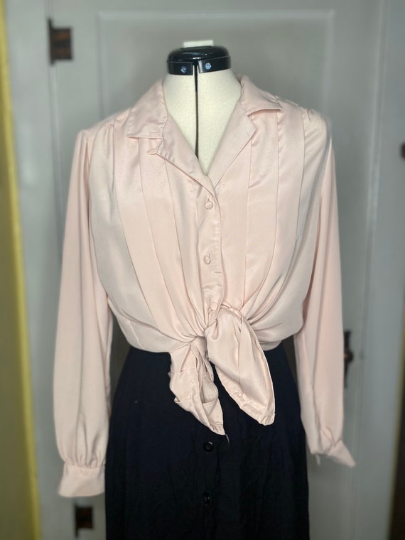 Baby pastel pink pleated long sleeve blouse - image 1