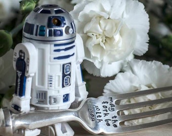 Star Wars Gift. May The Fork Be With You. May The Force Be With You, Hand Stamped Engraved Fork. Vintage Fork.